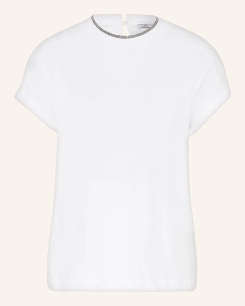 Brunello Cucinelli T-Shirt Mit Schmuckperlen weiss Weiss