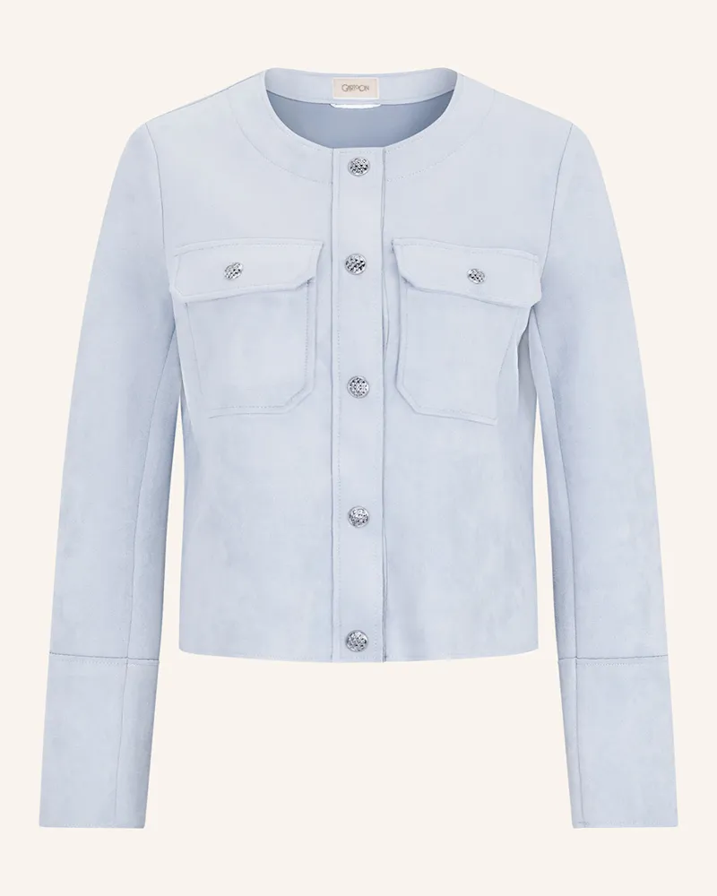 Cartoon Kastenjacke aus Jersey in Lederoptik Hellblau