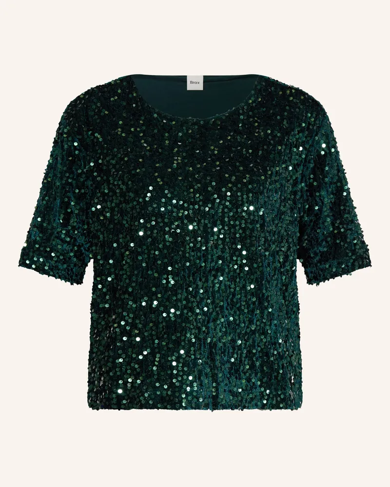 Brax Blusenshirt CARA mit Pailletten Dunkelgrün