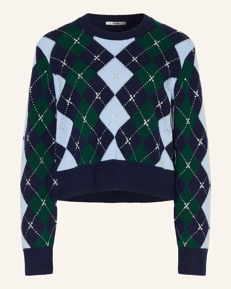 Maje Pullover Mit Schmucksteinen blau Dunkelblau