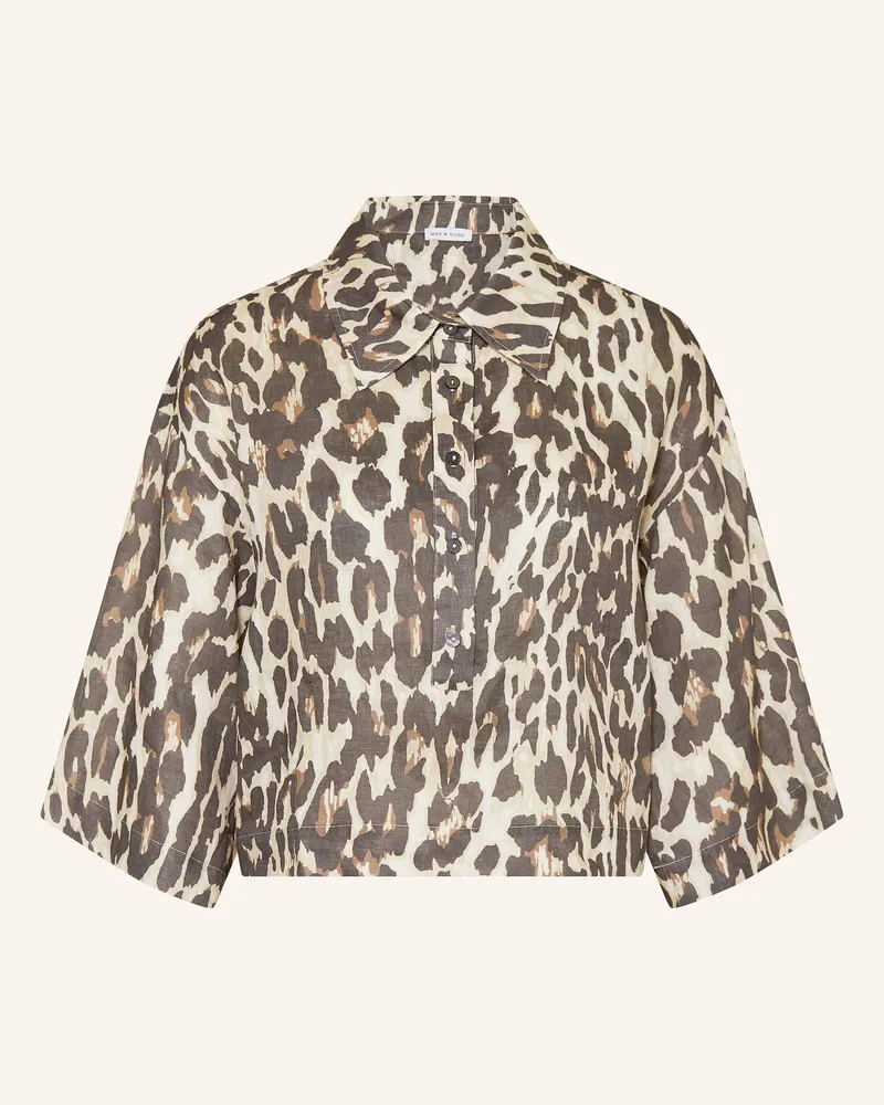 Mrs & HUGS Hemdbluse Aus Leinen braun Creme