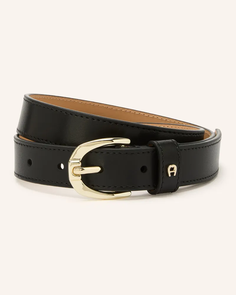 Aigner Ledergürtel schwarz Schwarz
