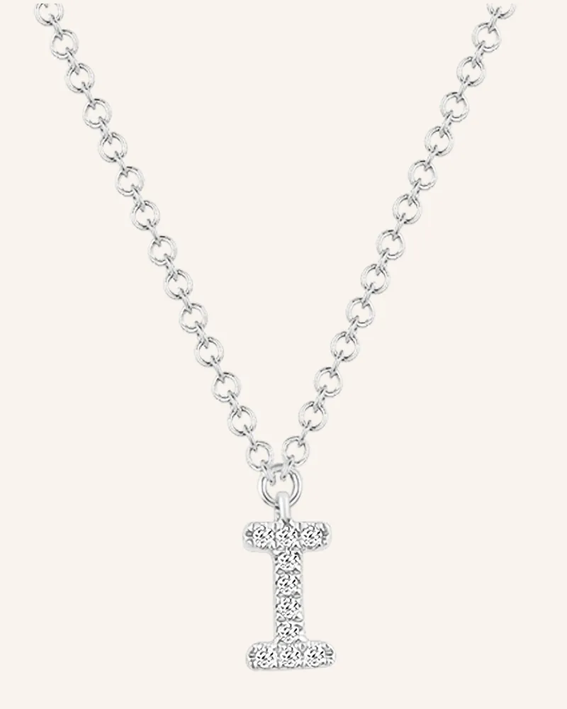 Leaf Initialien Halskette „I“ Aus 14 Karat Weißgold Mit Diamanten silber Weissgold