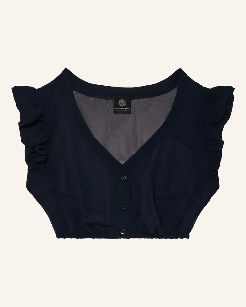 Hammerschmid Dirndlbluse HANNY mit Volants Dunkelblau