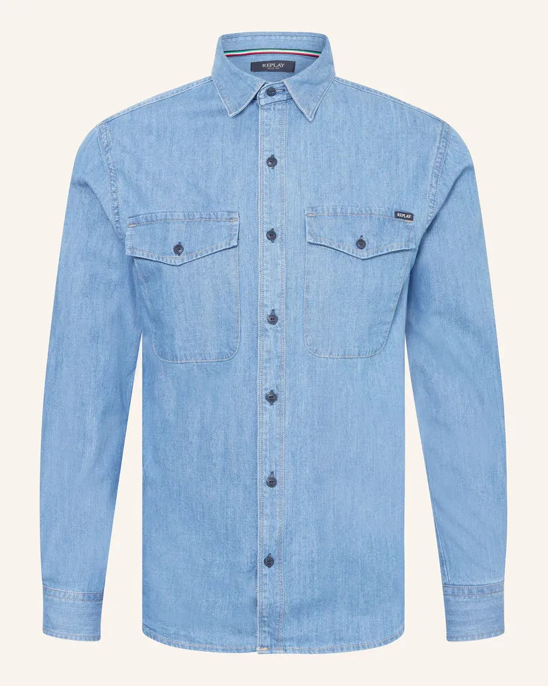 Replay Hemd Regular Fit in Jeansoptik Blau