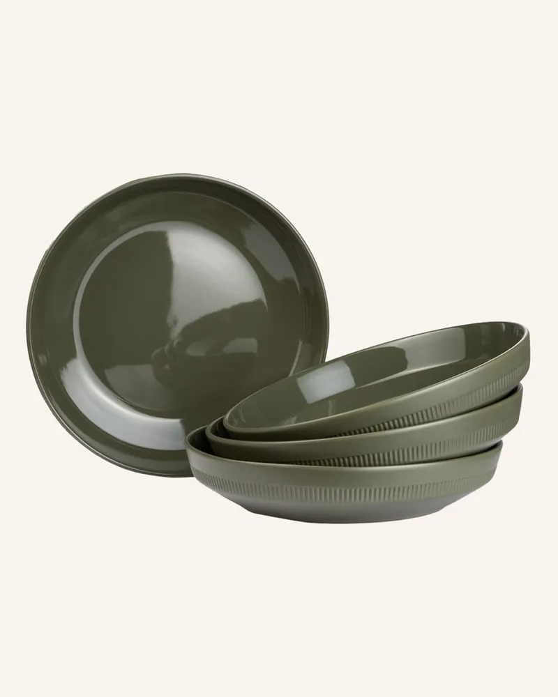 Marc O'Polo 4er-Set Suppenteller Moments gruen Oliv
