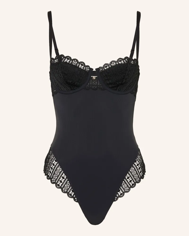 HUGO BOSS String-Body Guipure Mit Cut-Out schwarz Schwarz