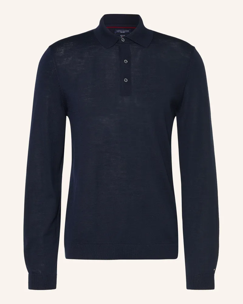 Tommy Hilfiger Strick-Poloshirt blau Dunkelblau