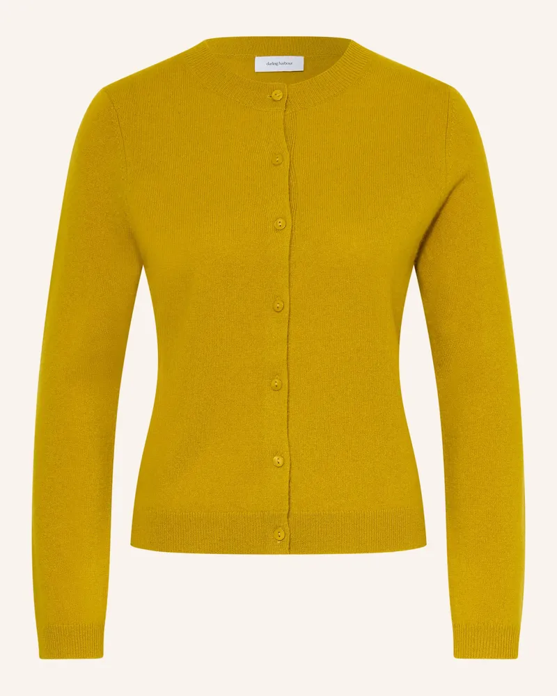 Darling Harbour Strickjacke Aus Cashmere gelb Olive