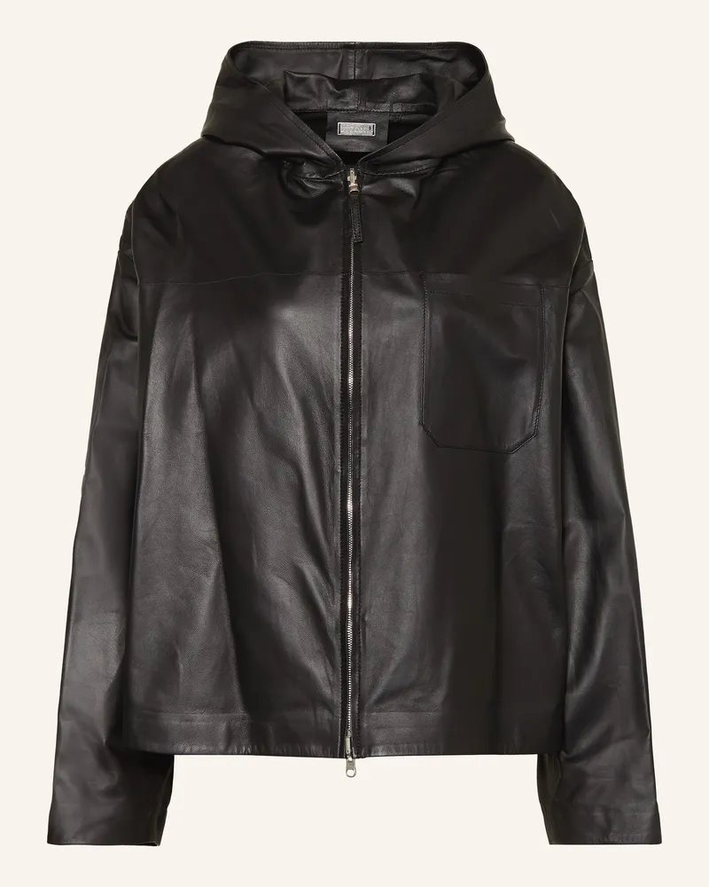 UTZON Lederjacke Jenat schwarz Schwarz