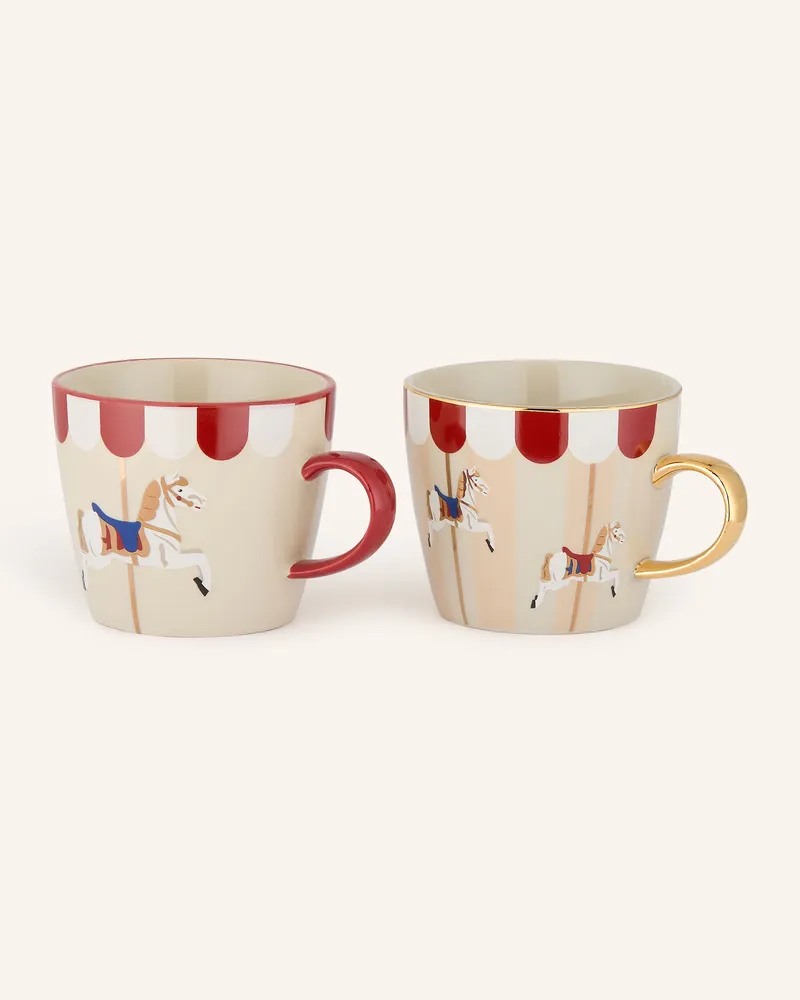 Bloomingville 2-Tlg. Set Henkelbecher Merry-Go-Round rot Creme