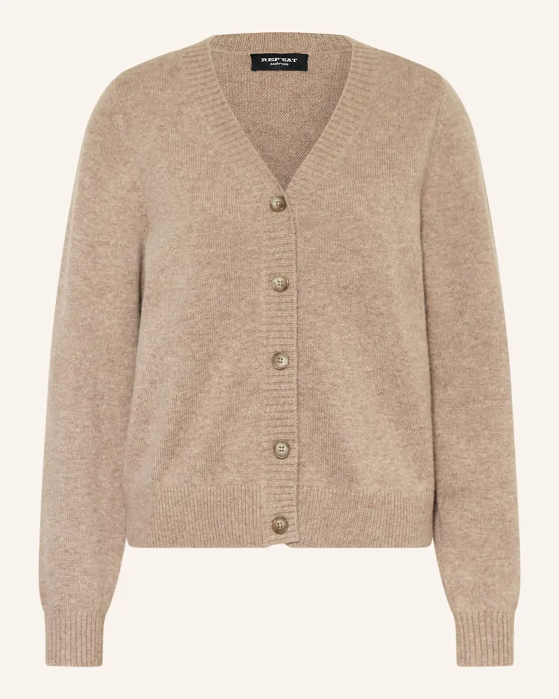 Repeat Strickjacke aus Cashmere Hellbraun