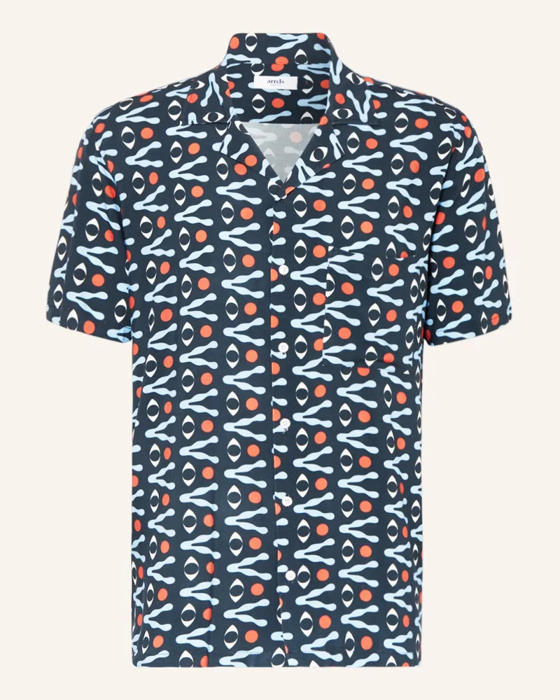 Arrels Barcelona Resorthemd PETROL EYE × DAVID VANADIA Comfort Fit Dunkelblau