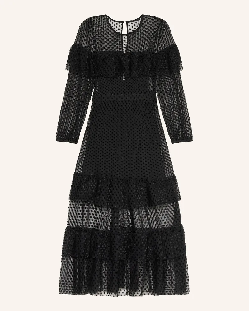 ba&sh Kleid RITA aus Mesh mit Volants Schwarz