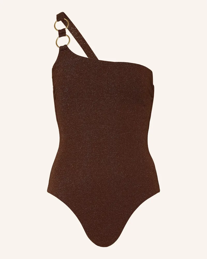 JETS Australia One-Shoulder-Badeanzug Tirari Mit Glitzergarn braun Dunkelbraun