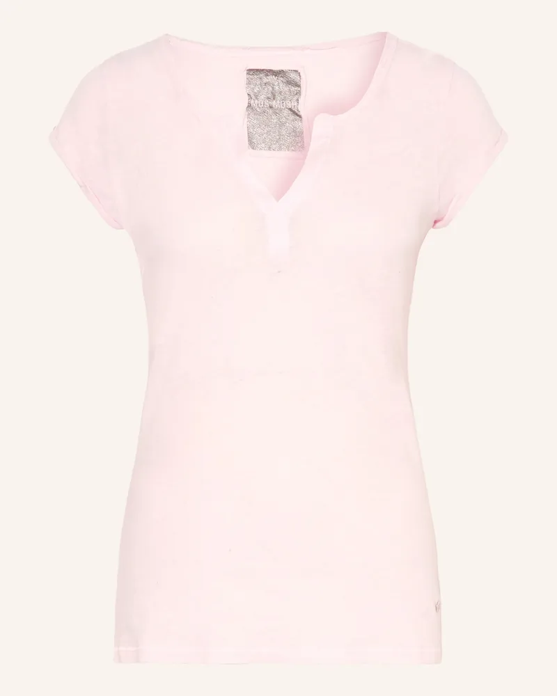 Mos Mosh T-Shirt TROY mit Leinen Hellrosa