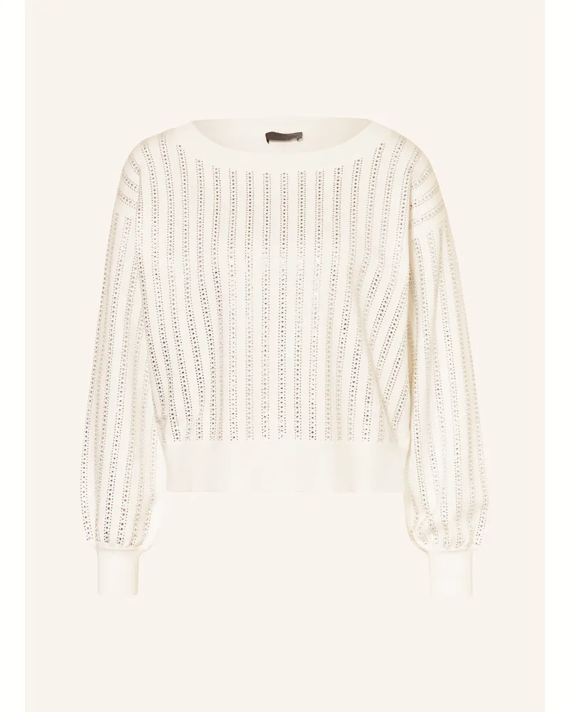 Liu Jo Pullover mit Schmucksteinen Ecru