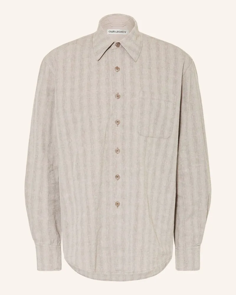 Our Legacy Hemd Above Comfort Fit Mit Leinen beige Taupe