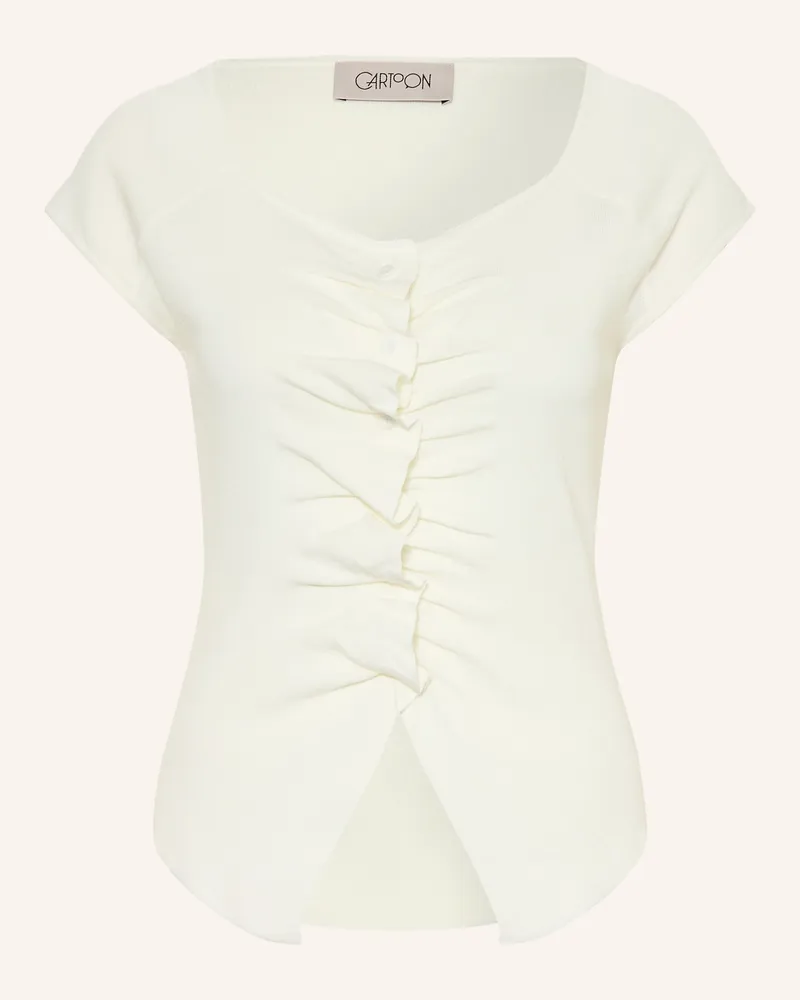 Cartoon Strickshirt Mit Volants weiss Weiss