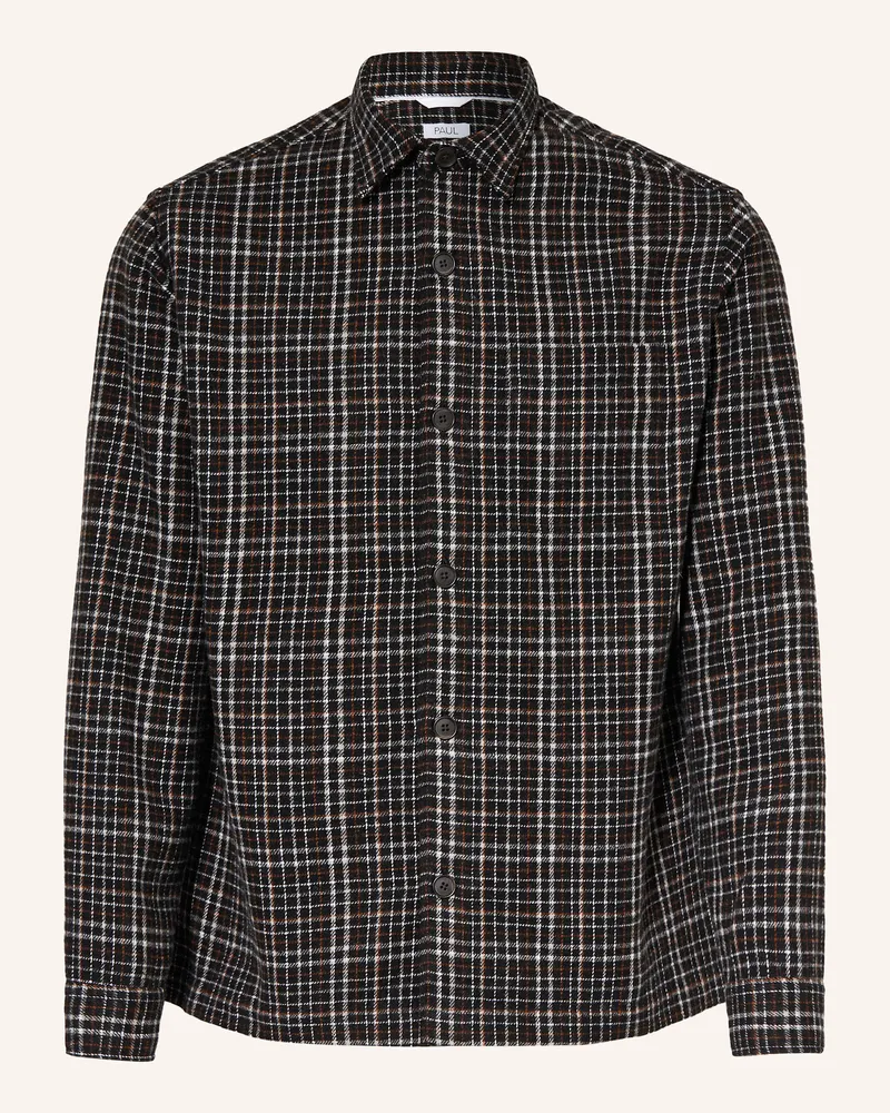 paul Flanell-Overshirt Schwarz