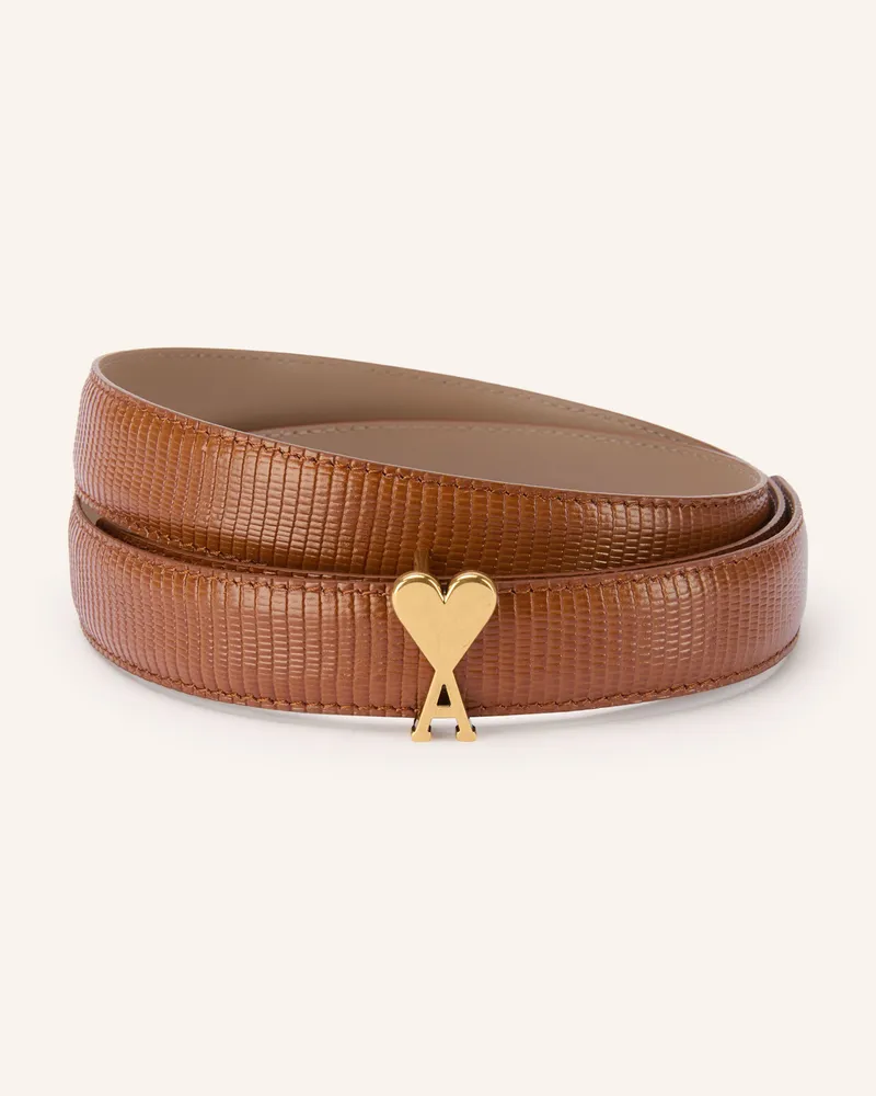 AMI Paris Ledergürtel Ami De Coeur braun Cognac