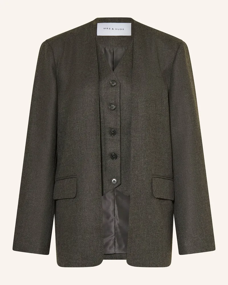 Mrs & HUGS Blazer Mit Blende grau Dunkelgrau