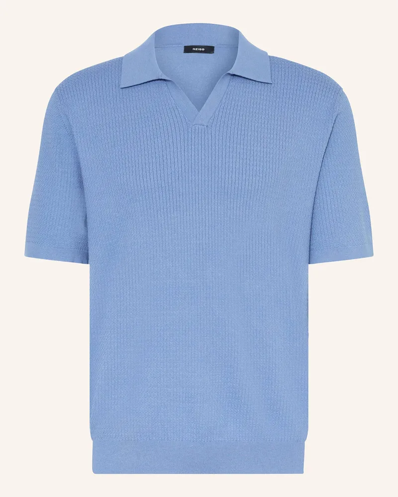 Reiss Strick-Poloshirt TYNE Relaxed Fit Blau