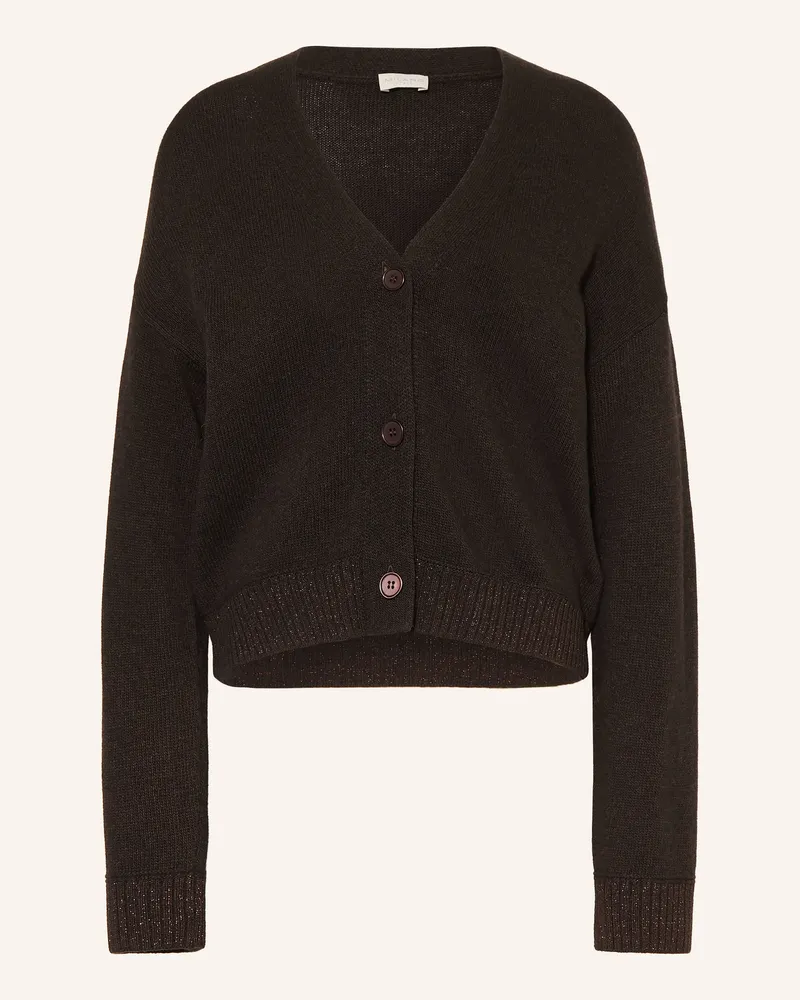 Milano Italy Strickjacke Mit Glitzergarn braun Dunkelbraun