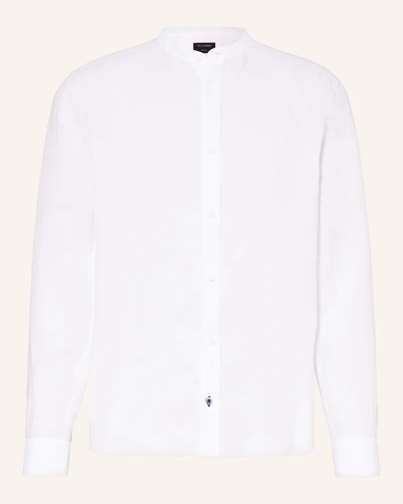 Olymp Leinenhemd Casual regular fit mit Stehkragen Weiss