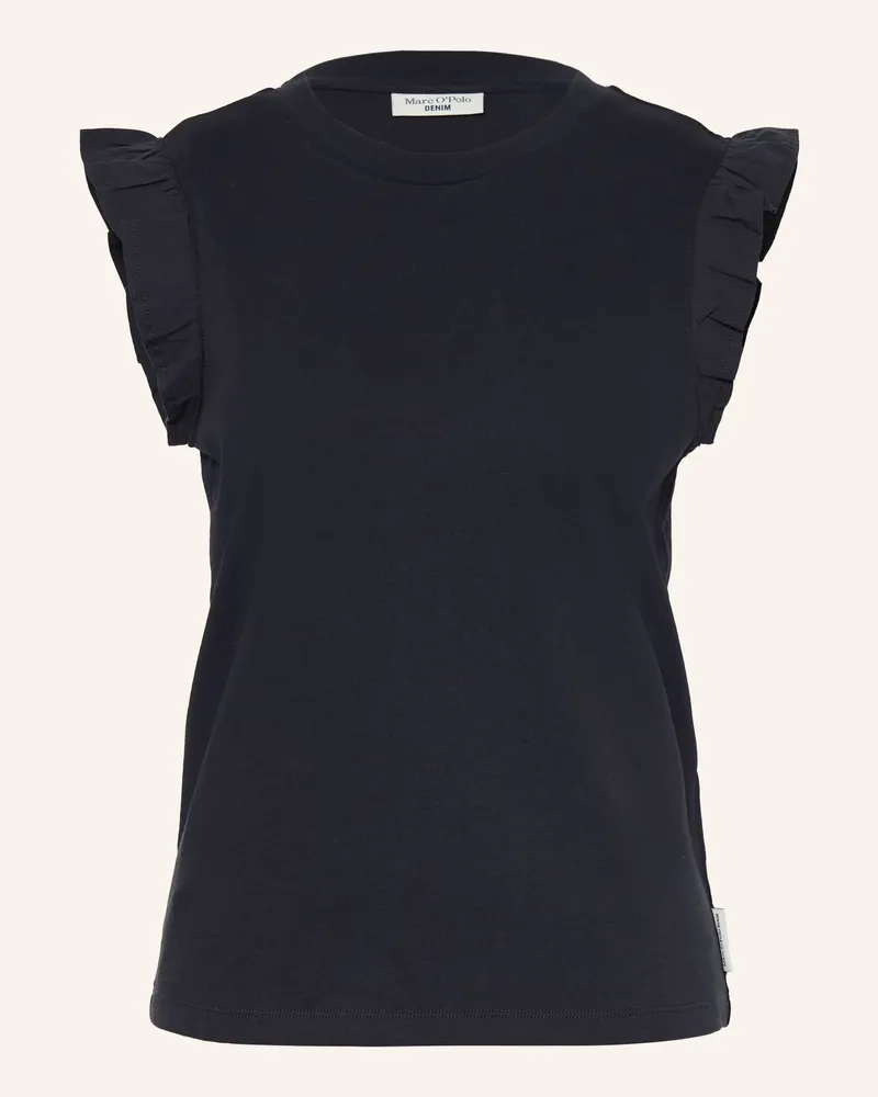 Marc O'Polo Top mit Rüschen Dunkelblau