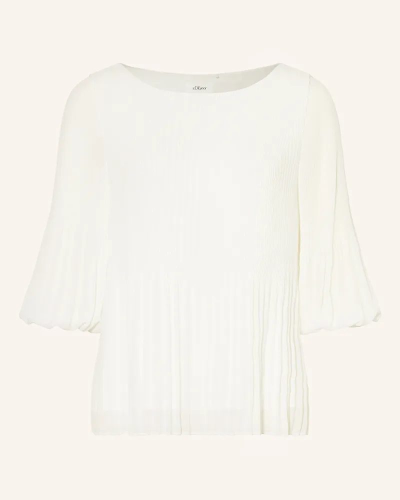 S.Oliver Blusenshirt mit Plissees Weiss
