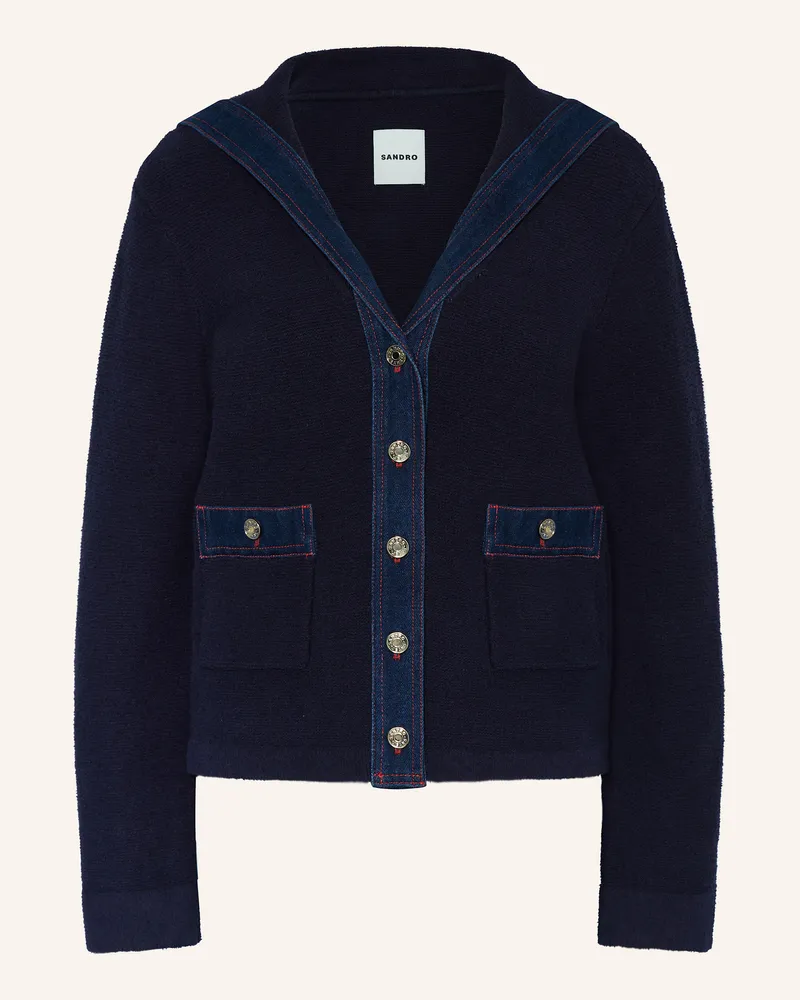 Sandro Strickjacke aus Bouclé Dunkelblau