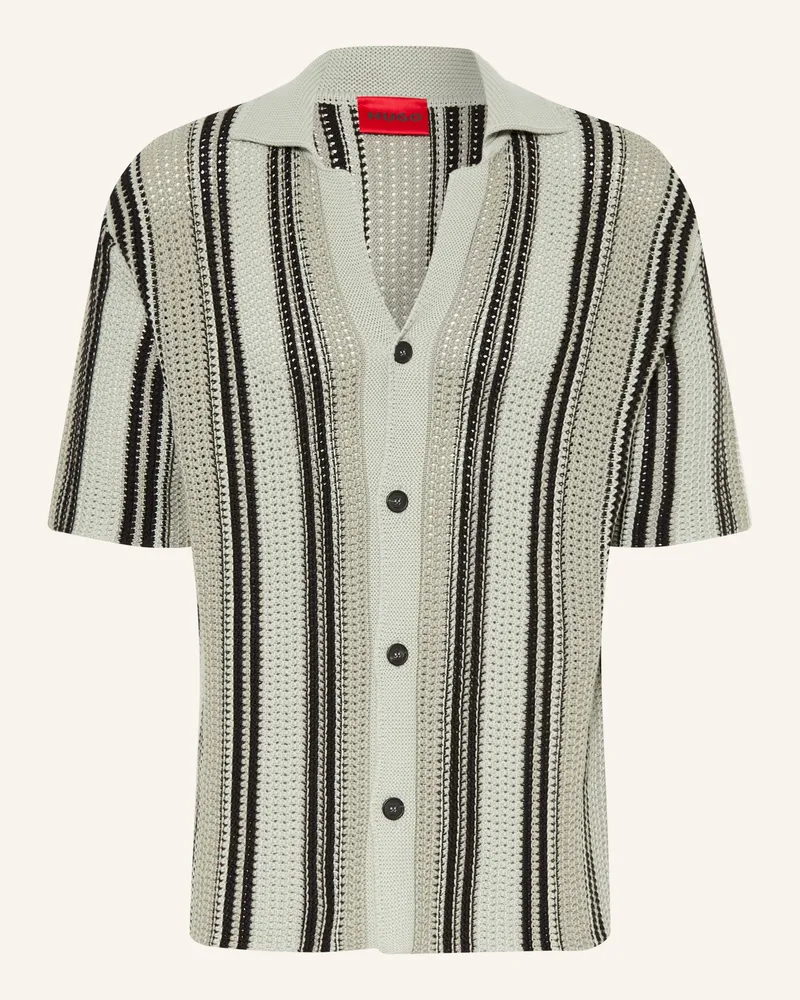 HUGO BOSS Strickhemd Seesorn Comfort Fit gruen Hellgrün