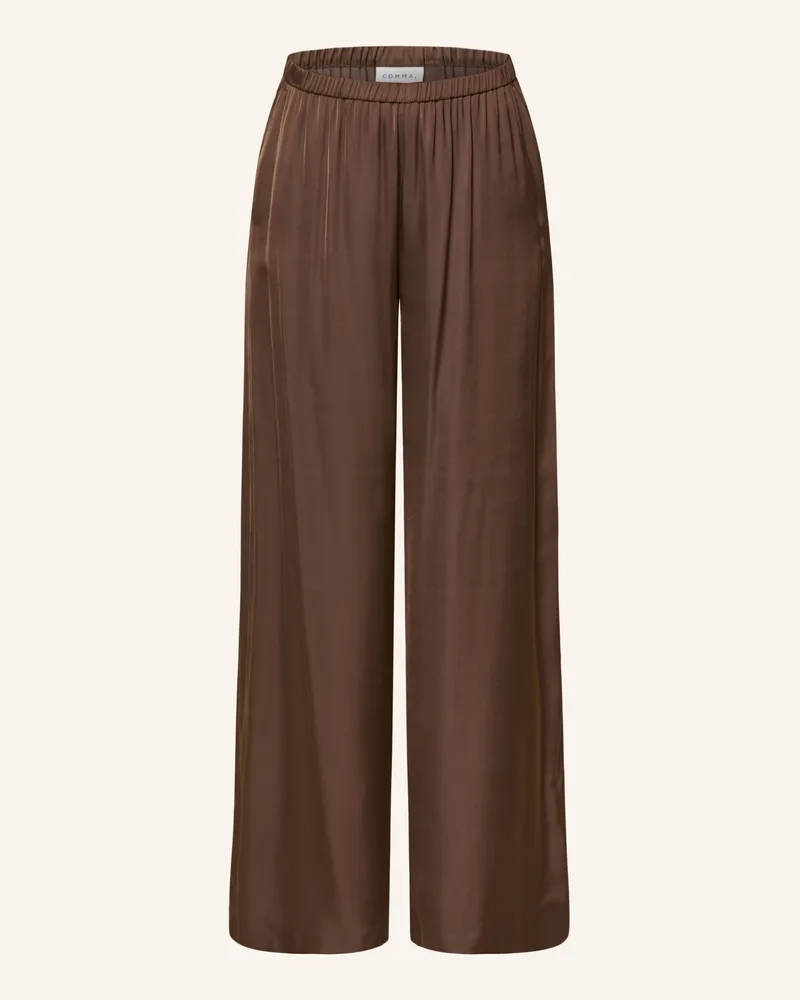 COMMA Marlenehose Aus Satin braun Dunkelbraun