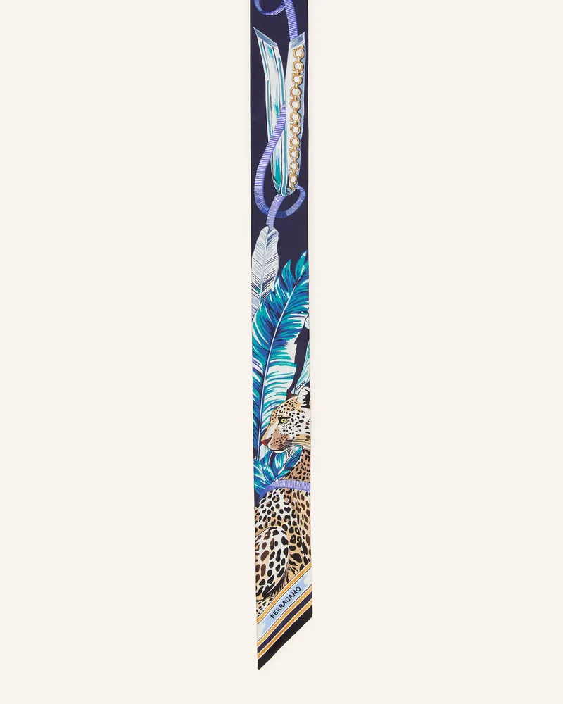 Ferragamo Seidenschal blau Dunkelblau