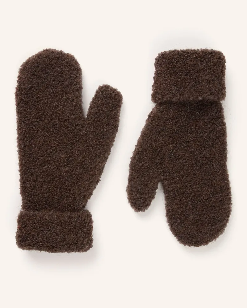 Marc O'Polo Teddyfell-Fäustlinge Dunkelbraun