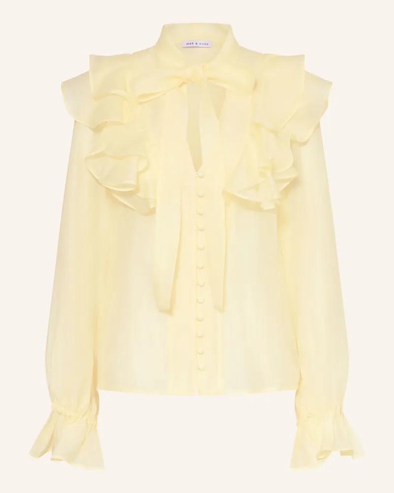 Mrs & HUGS Schluppenbluse Mit Volants gelb Gelb