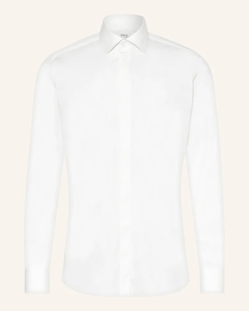 paul Hemd Slim Fit Mit Umschlagmanschette weiss Ecru