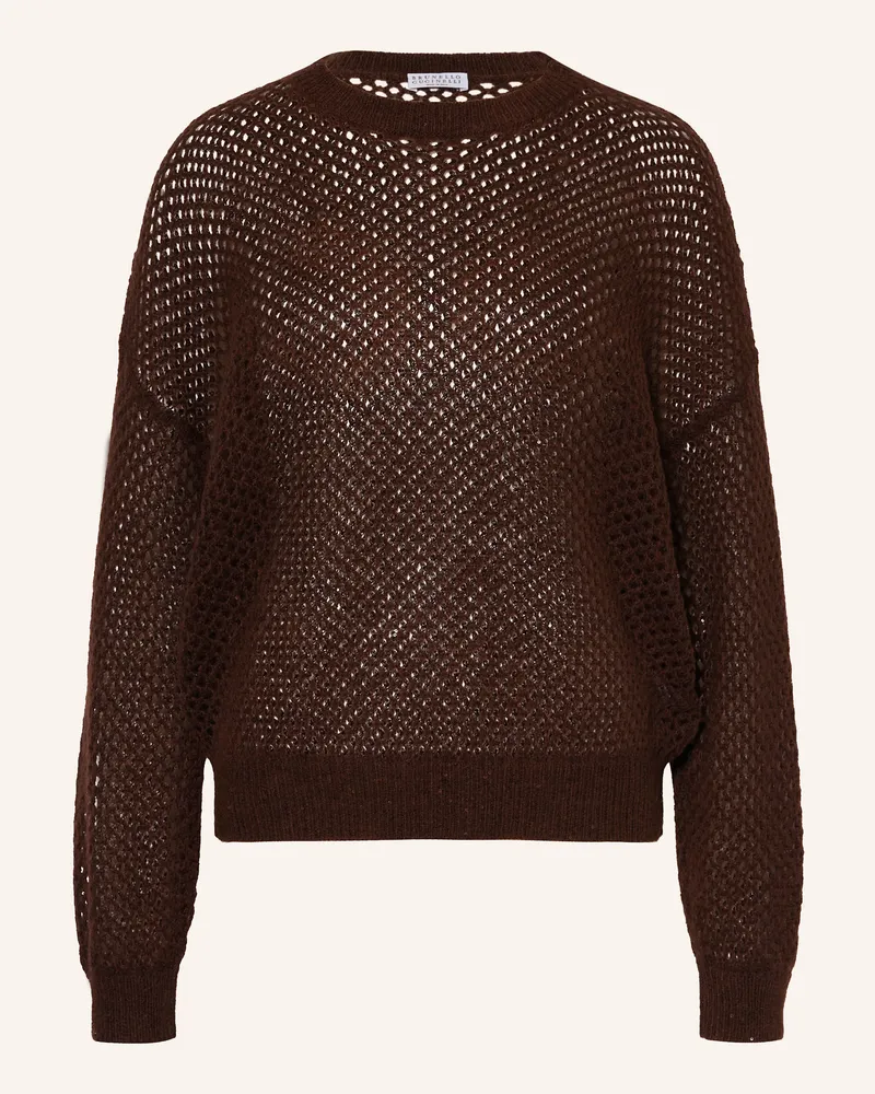 Brunello Cucinelli Pullover Mit Mohair Und Pailletten braun Dunkelbraun
