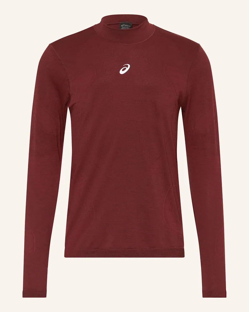 Asics Laufshirt Road Winter Seamless Ls rot Dunkelbraun