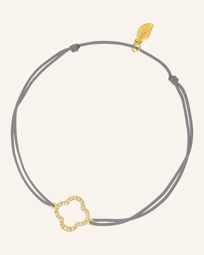 Leaf Freundschaftsarmband CLOVER aus 18 Karat Gelbgold mit Diamanten Grau