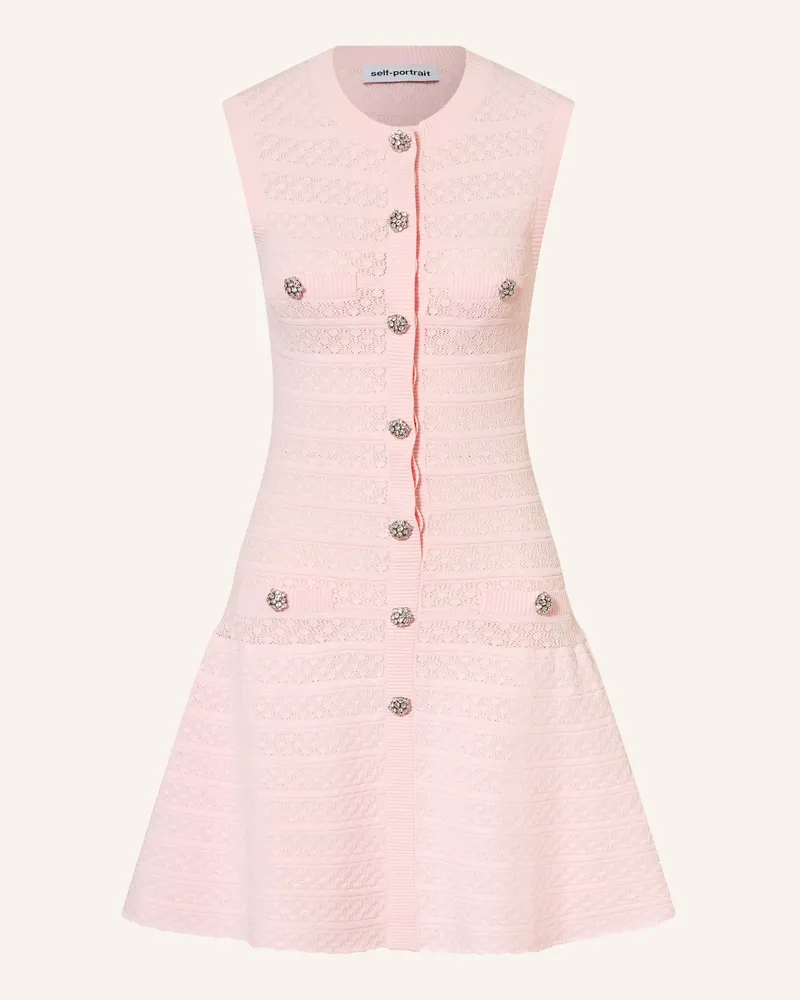 Self-Portrait Strickkleid Mit Schmucksteinen pink Hellrosa