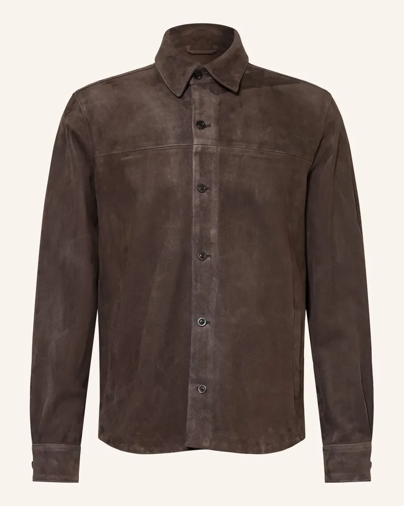 Boglioli Leder-Overjacket braun Dunkelbraun