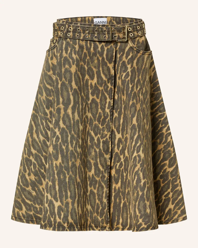 Ganni Jeansrock In Wickeloptik beige Dunkelbraun