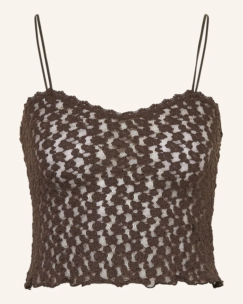 Mrs & HUGS Cropped-Stricktop braun Dunkelbraun