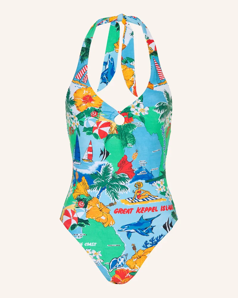 Seafolly Australia Neckholder-Badeanzug Viva Vacation blau Hellblau