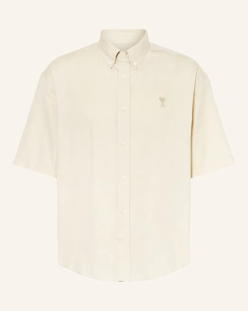 AMI Paris Kurzarm-Hemd Comfort Fit beige Creme