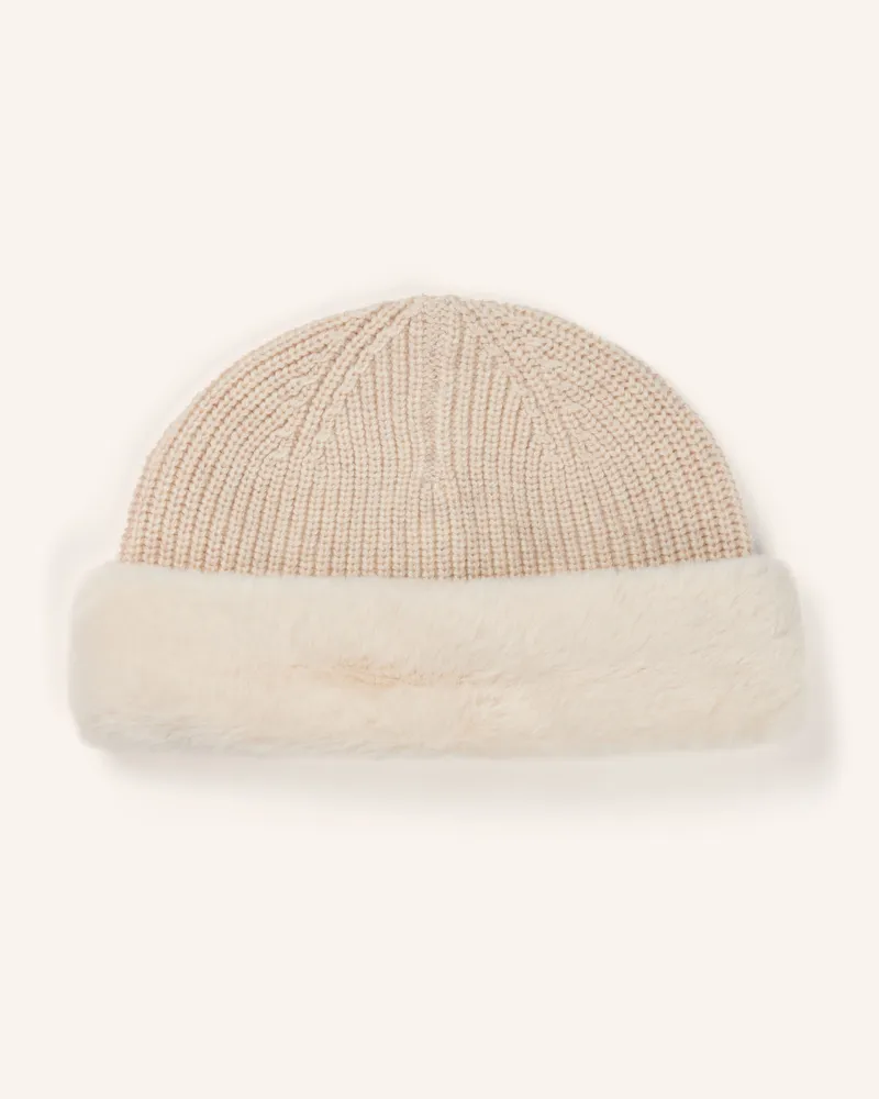 Darling Harbour Mütze Mit Kunstfell weiss Offwhite