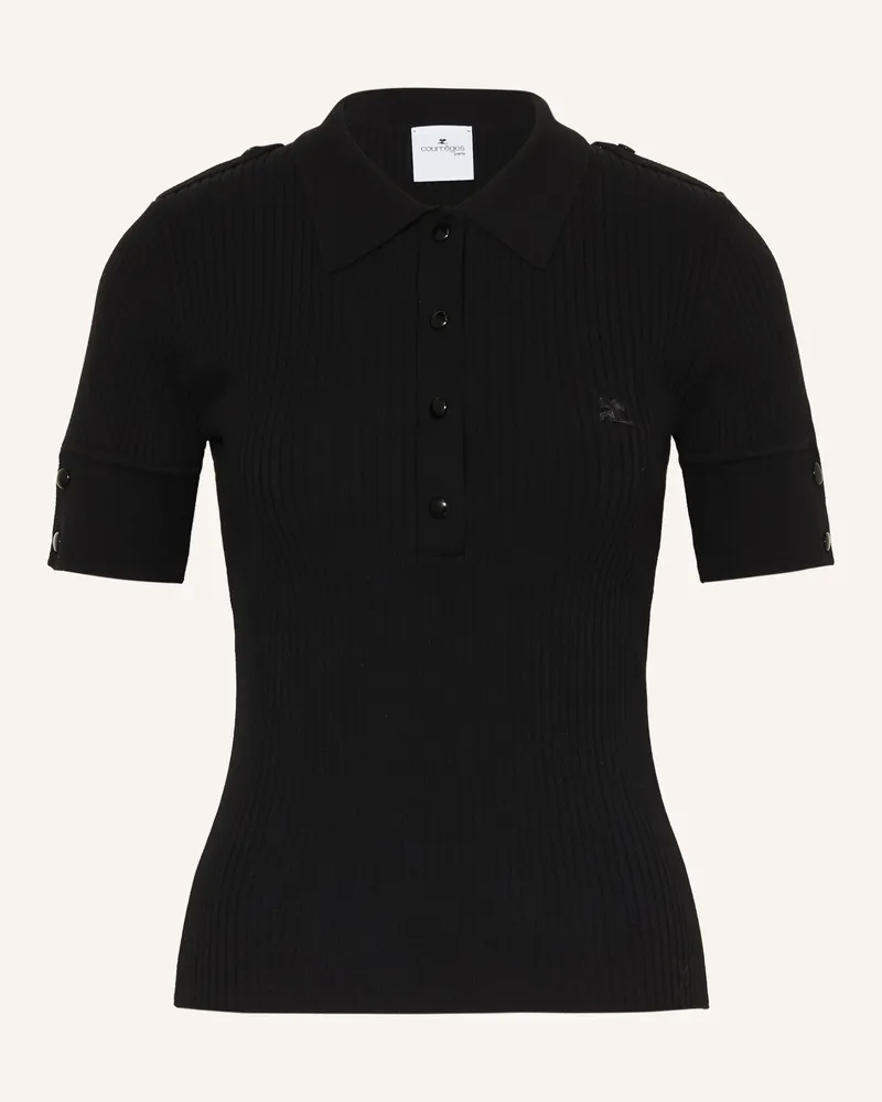 Courrèges Strick-Poloshirt schwarz Schwarz