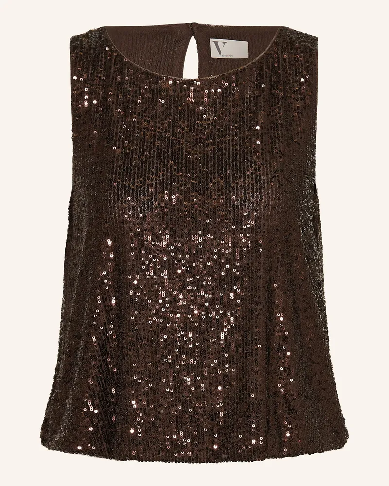 Vera Mont Blusentop mit Pailletten Dunkelbraun